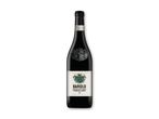 En flaske rødvin med en hvid etiket, der viser et våbenskjold og teksten 'BAROLO 2020'.