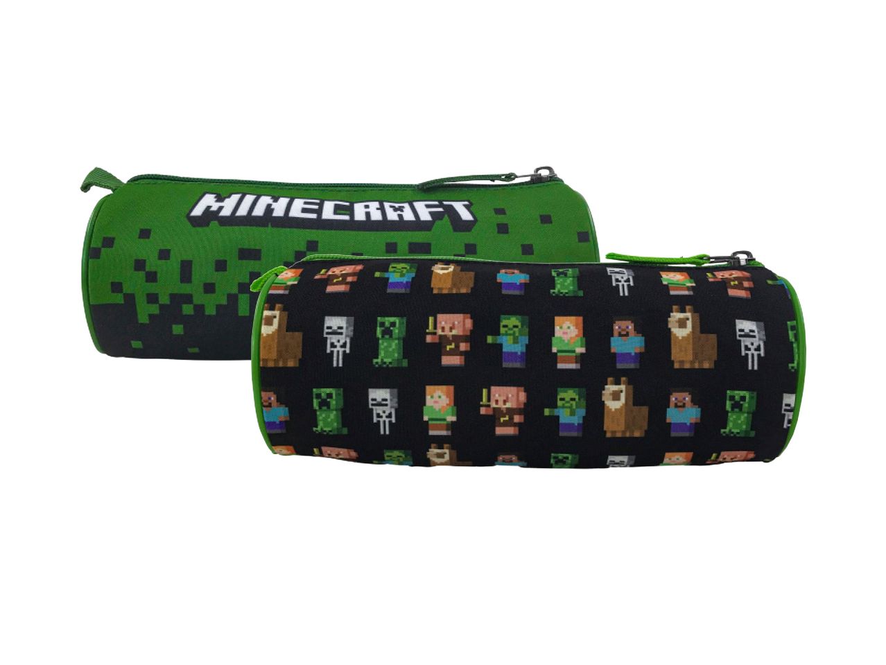 Dvije Minecraft pernice, jedna zelena s logotipom, druga crna s likovima.