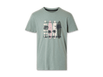 Hellgrünes T-Shirt mit Surfboard-Motiv.