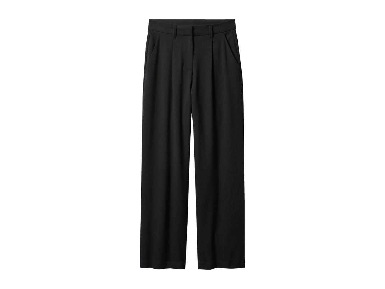 Black wide-leg trousers with pleats and pockets