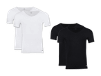 Zwei weiße und zwei schwarze V-Ausschnitt-T-Shirts für Herren