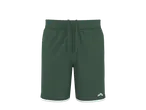 Calções desportivos CRIVIT para homem, verde escuro com cordão e orla branca.