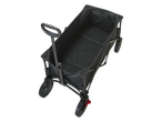 Black foldable wagon with handle and wheels.