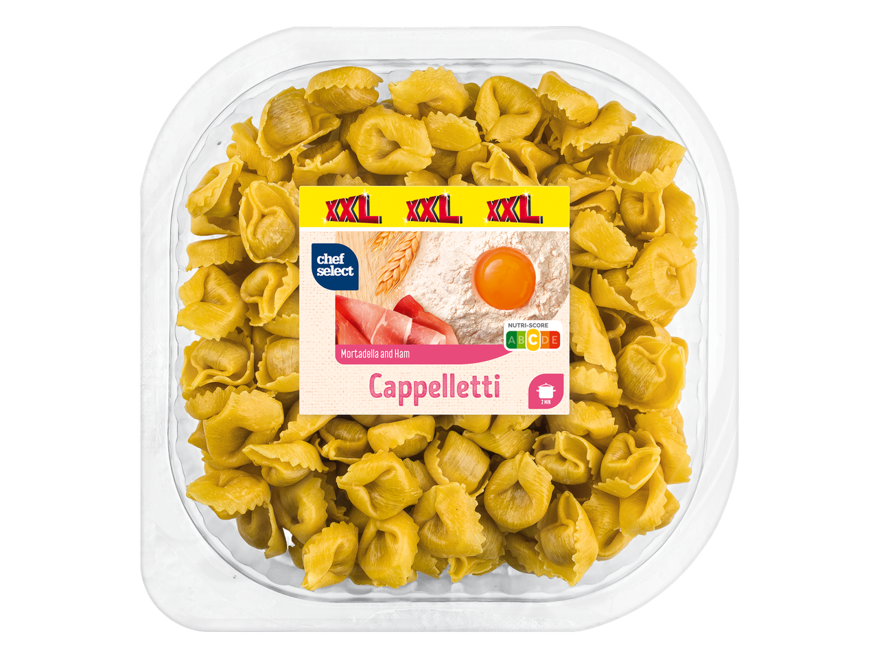 Chef Select XXL капелети с mortadella и шунка в пластмасова опаковка.