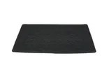 A black rubber car trunk mat.