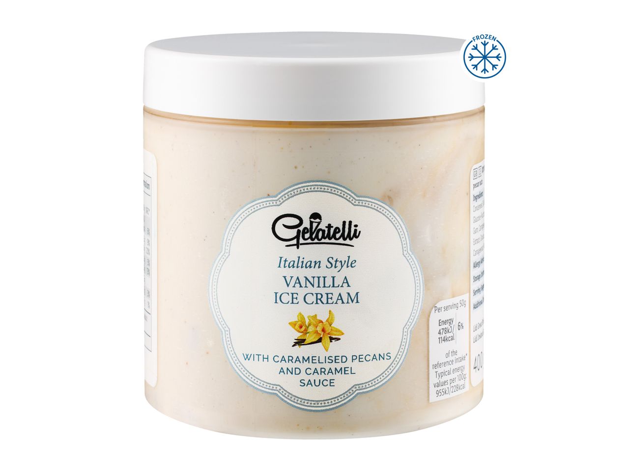 Gelatelli Italian Style Ice Cream With Carmalised Pecan And Caramel Sauce