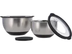 Boluri de amestecare Silvercrest® Premium din oțel inoxidabil cu capace și baze negre