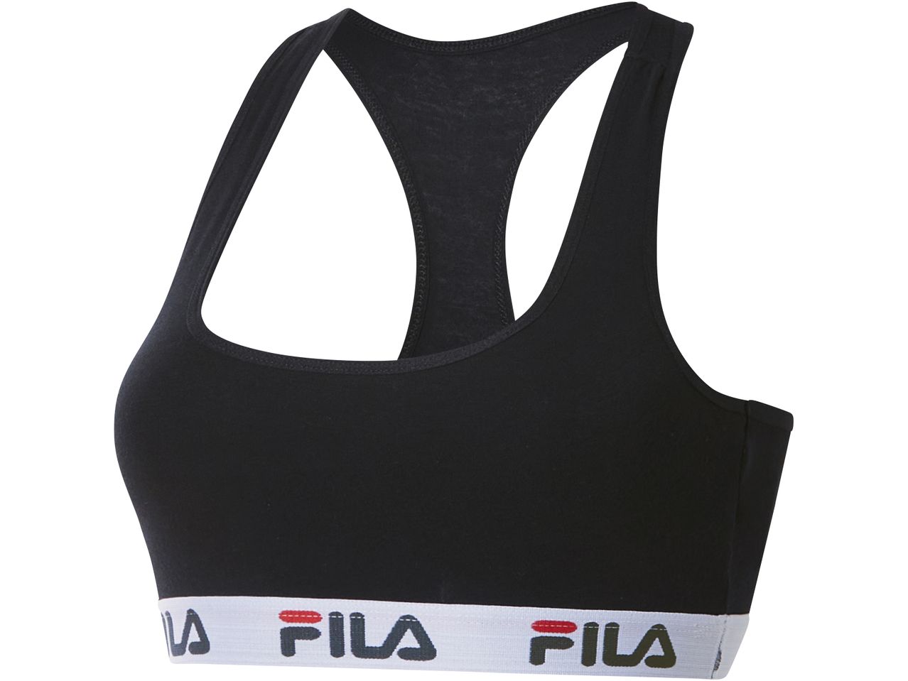 Reggiseno sportivo nero Fila con fascia in vita.