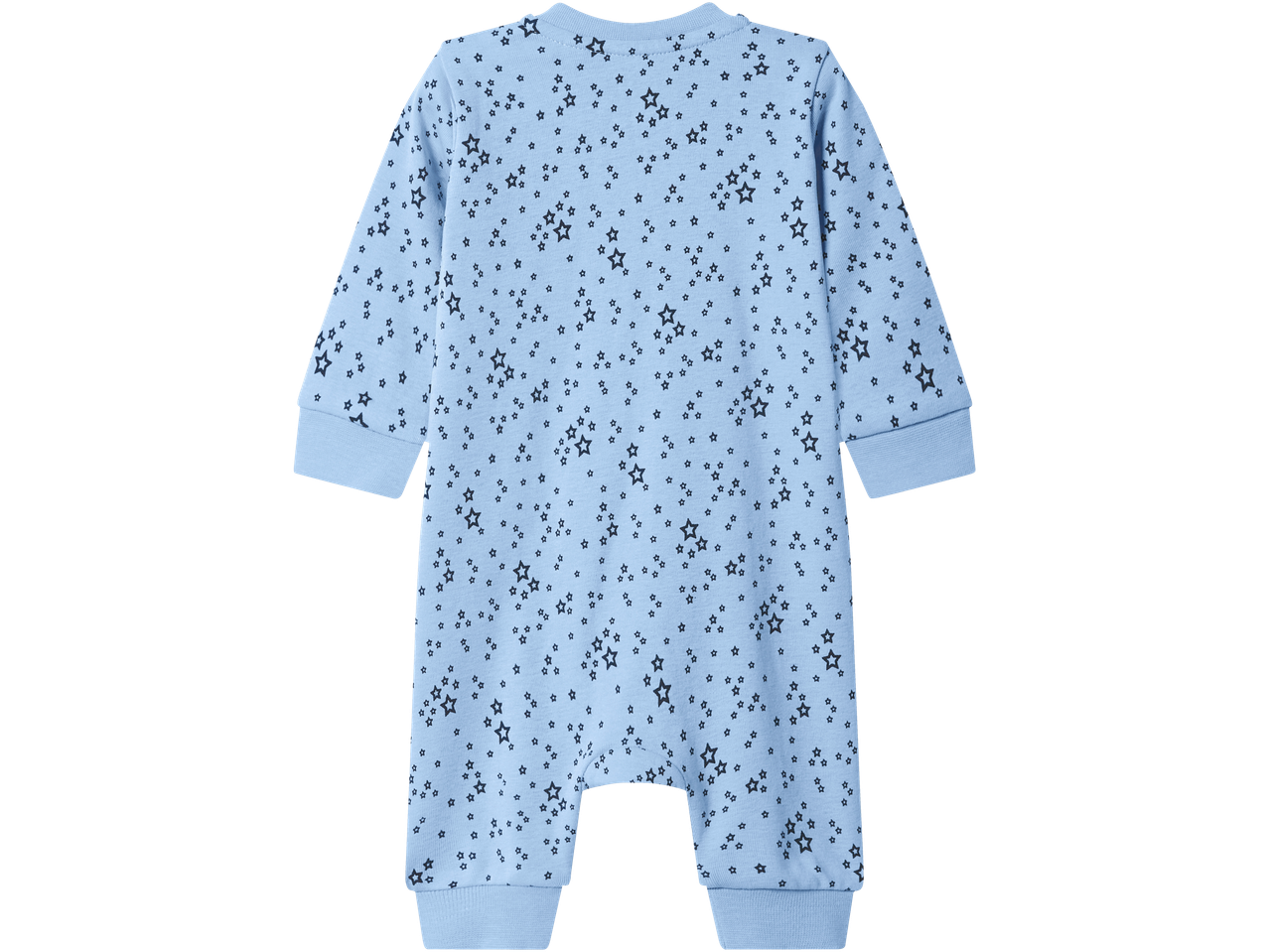 Hele sinine beebi magamiskombinesoon tähemustriga.