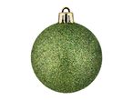Green glitter Christmas bauble with a gold cap