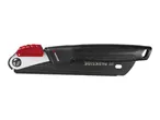 A Parkside folding saw with a black handle and red grip.