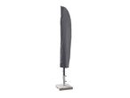 A gray cantilever parasol cover protects an outdoor umbrella.
