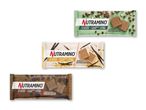 Tre forskellige Nutramino proteinvafler: hasselnød, vanilje og chokolade.