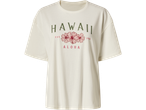 T-shirt ESMARA com estampa 'HAWAII EST. 1959 ALOHA' e flores cor-de-rosa.