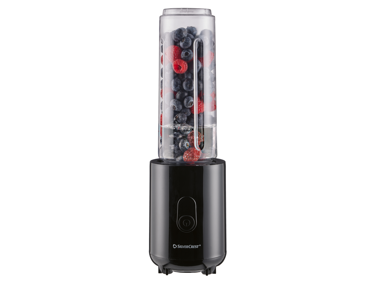 Liquidificador de smoothies SILVERCREST com mirtilos e framboesas.