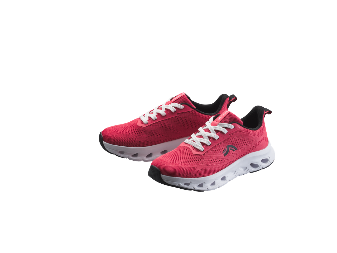 Par crveno-belih sportskih patika sa crnim detaljima