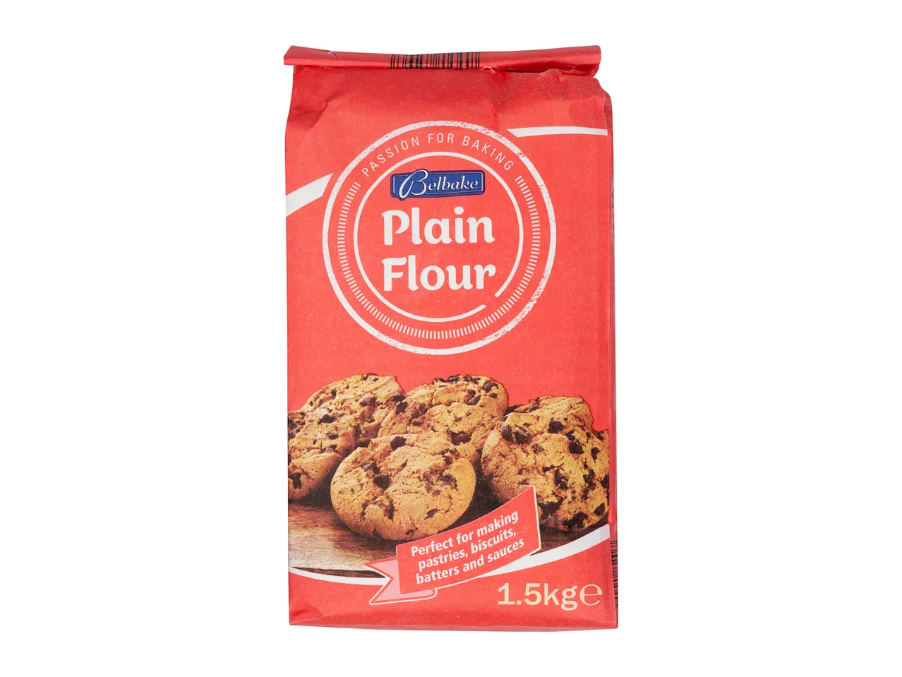 1.5kg bag of Bellbake plain flour, perfect for cakes and biscuits.