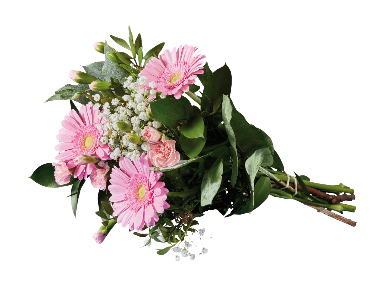 Gerbera, anjer en gipskruid boeket.