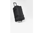 Black wheeled travel bag with an extendable handle, shown at an angle on a white background.