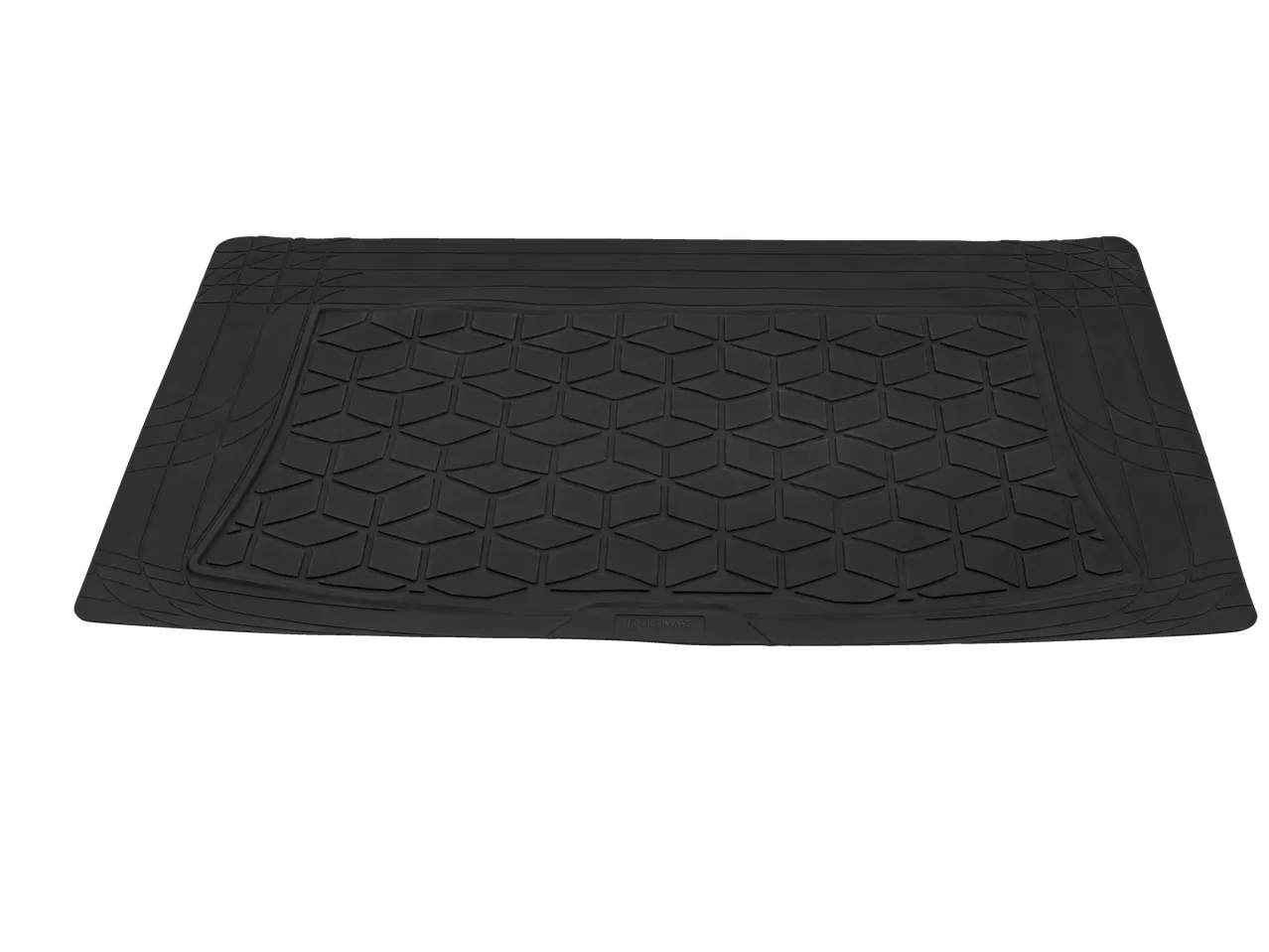 Tapete de borracha preto para bagageira com padrão texturizado e logótipo ULTIMATE SPEED.