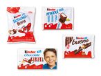 En samling af chokolade- og mælkechokoladeprodukter, herunder chokoladeæg, chokoladebarer og chokoladestænger.