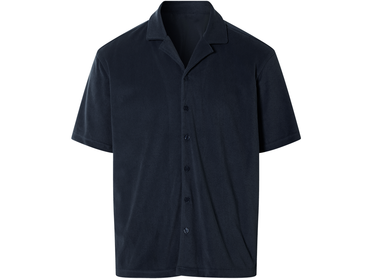 Esmara Men donkerblauw heren badstof overhemd met korte mouwen en knopen.