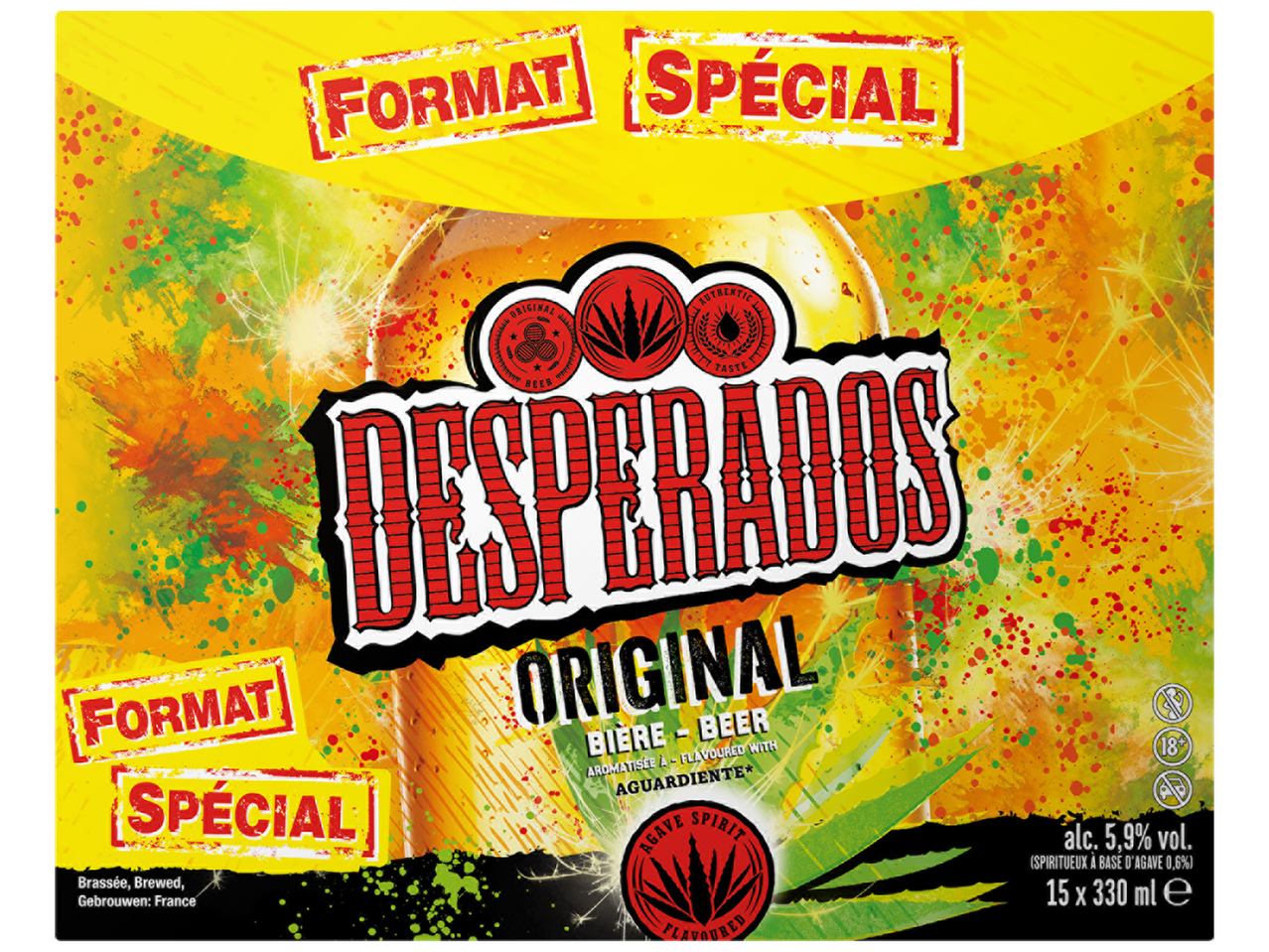 Pack de bière aromatisée à l'agave, 15 bouteilles de 330 ml, 5,9% vol.
