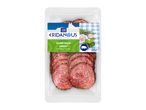 Greek style salami with herbal coating in a clear plastic package, 100g.