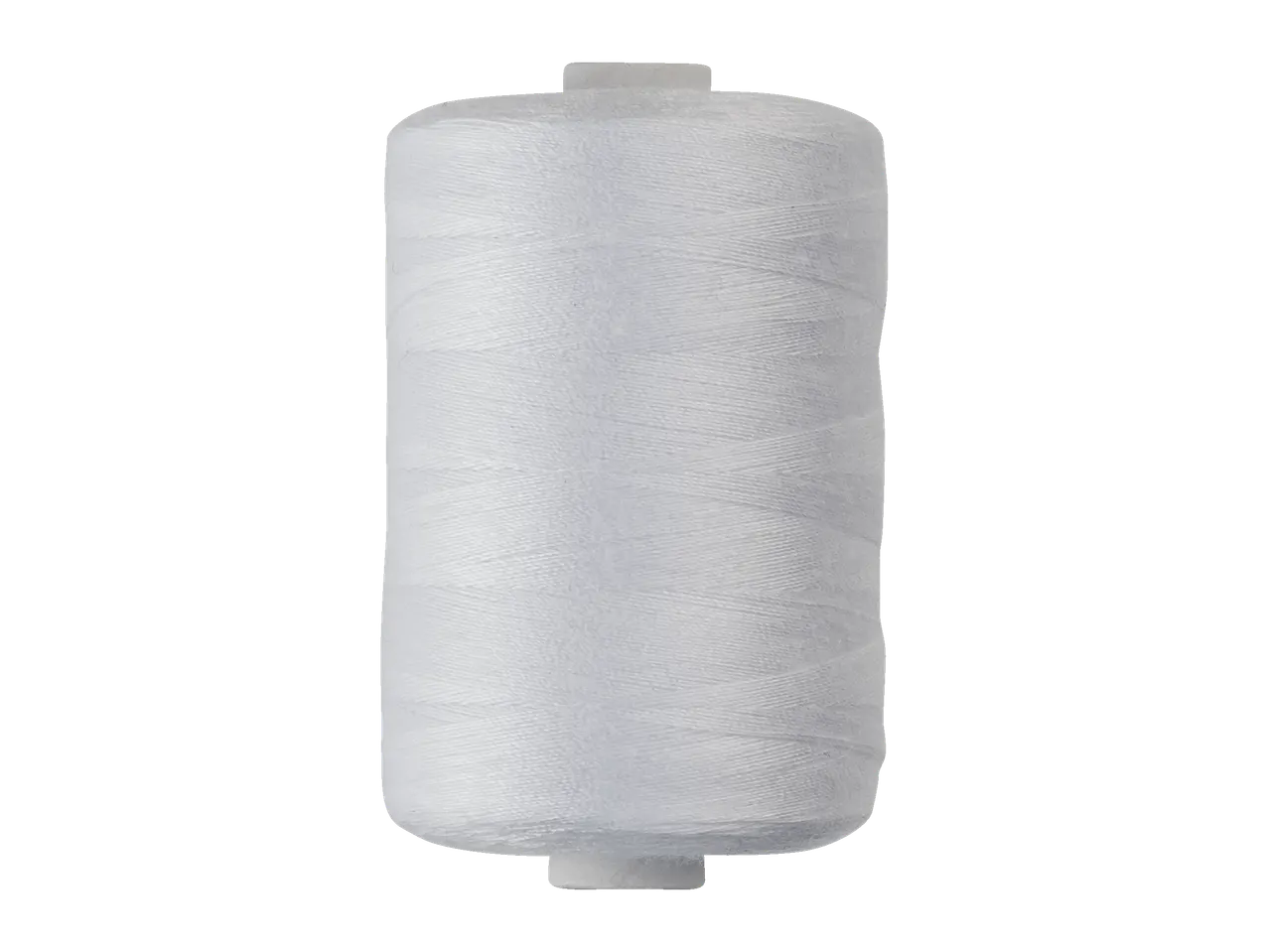 Spool of white sewing thread.