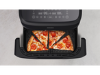 Philips Air Fryer with four slices of pepperoni pizza, with digital display