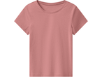 Plain pink short-sleeved t-shirt with a round neck.