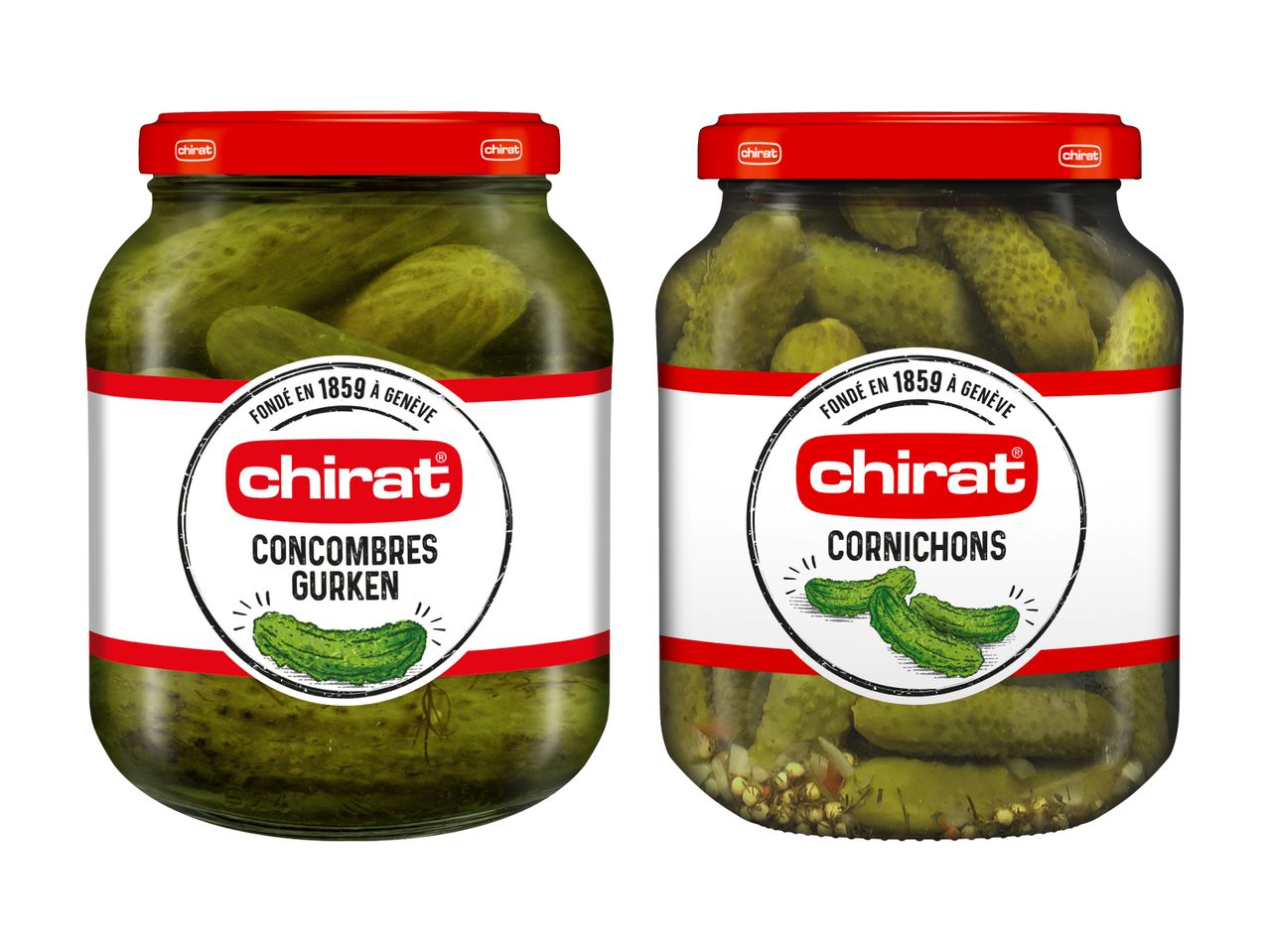 Zwei Gläser Chirat-Gurken.