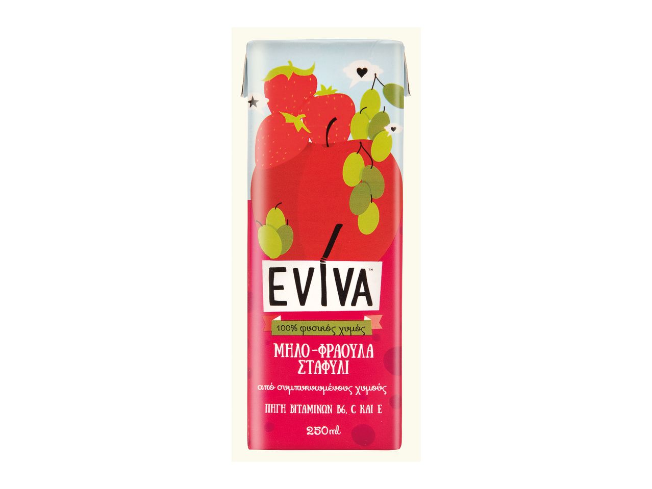 Χυμός Εviva με γεύση μίγμα φρούτων.