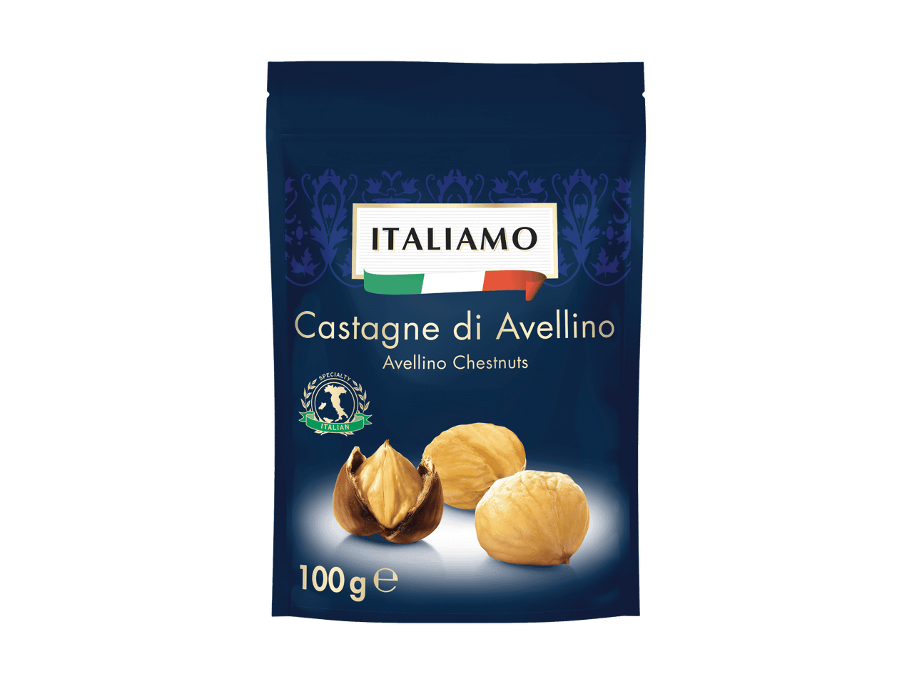Packung mit 100g Avellino-Kastanien von Italian.