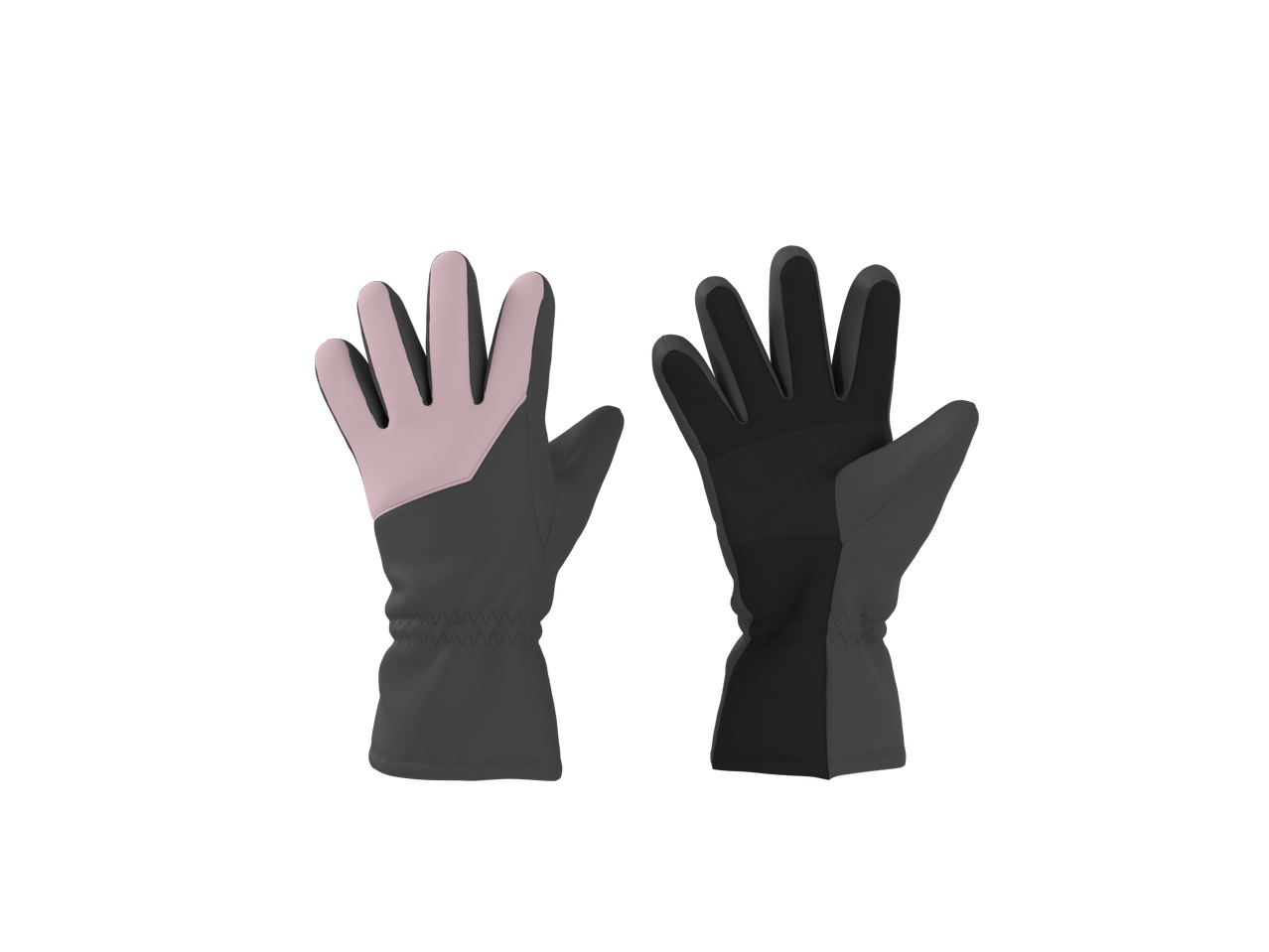 Esmara moteriškos žieminės pirštinės tamsiai pilkos ir šviesiai rožinės spalvos