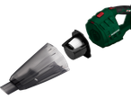 Disassembled PARKSIDE® 20V Cordless Handheld Vacuum Cleaner showing its components.