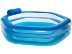 CRIVIT Jumbo Paddling Pool, blue and grey inflatable pool with headrest.