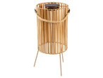 Livarno LED Solar Lantern, a cylindrical bamboo lantern with a solar panel on top and a rope handle.