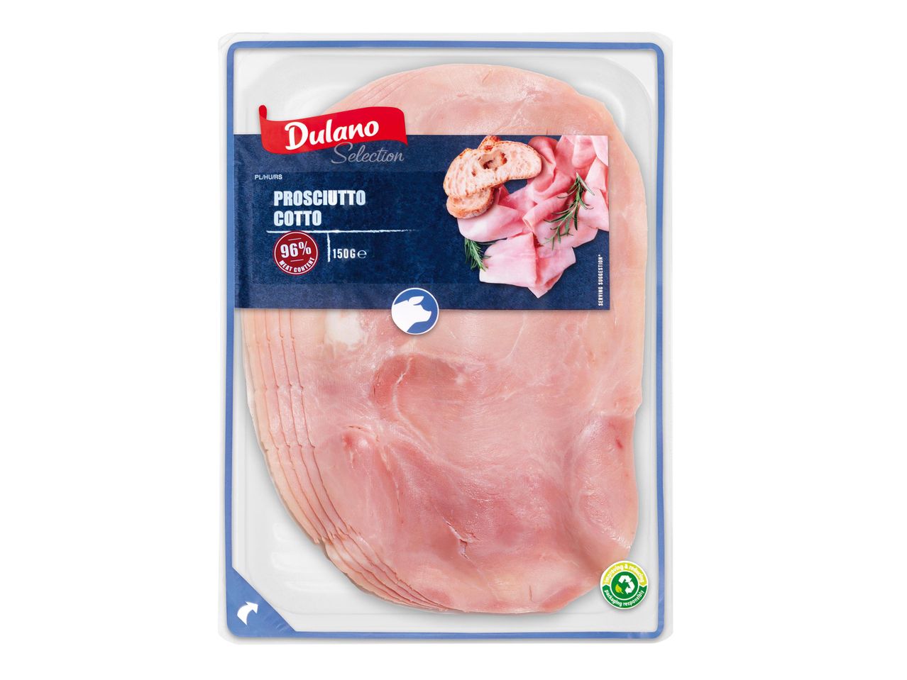 Dulano Selection főtt sonka csomagolásban, 96% hústartalommal.