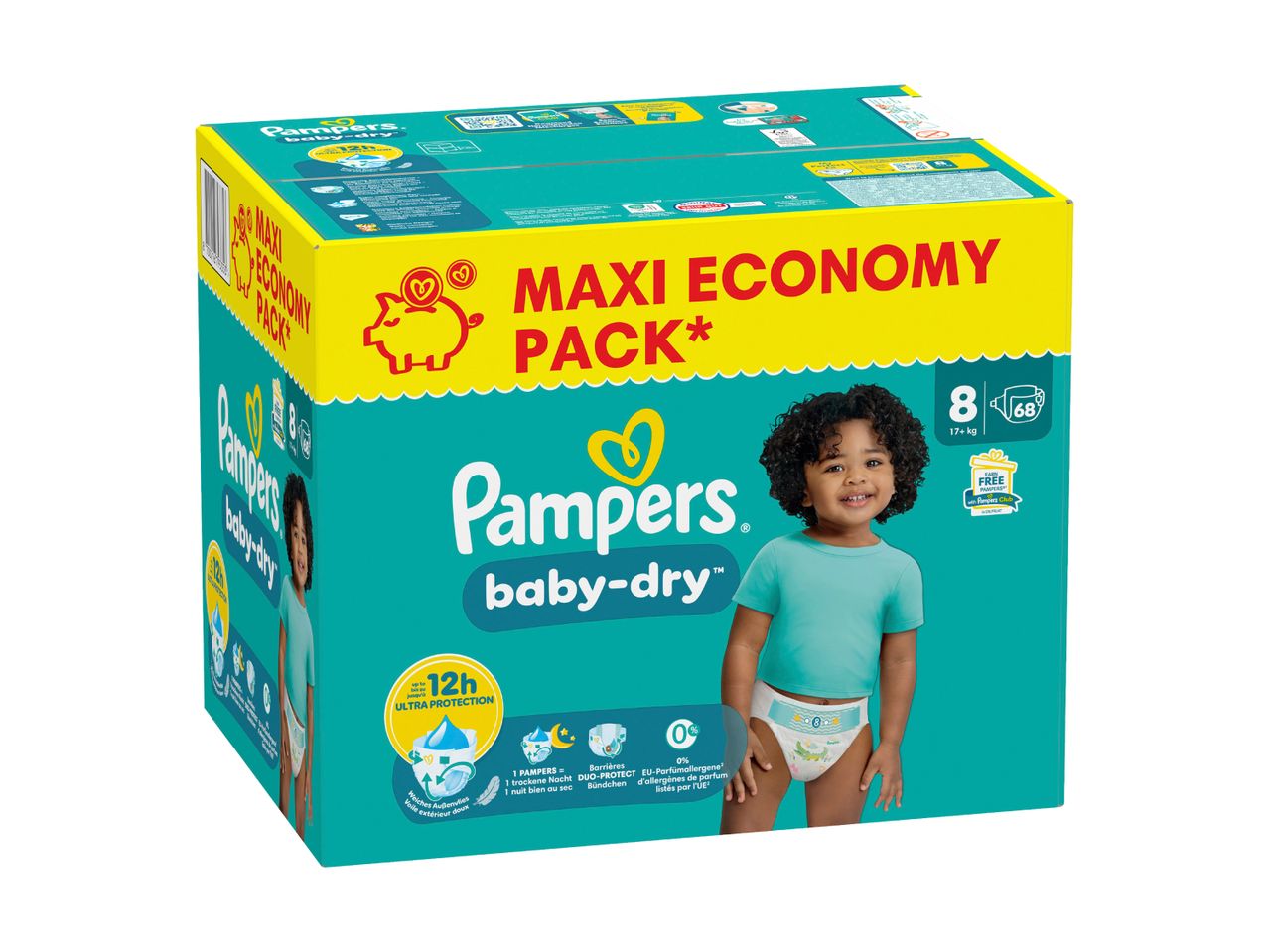 Pampers Baby-Dry Windeln Maxi-Sparpack: 68 Windeln Größe 8 (17+ kg).