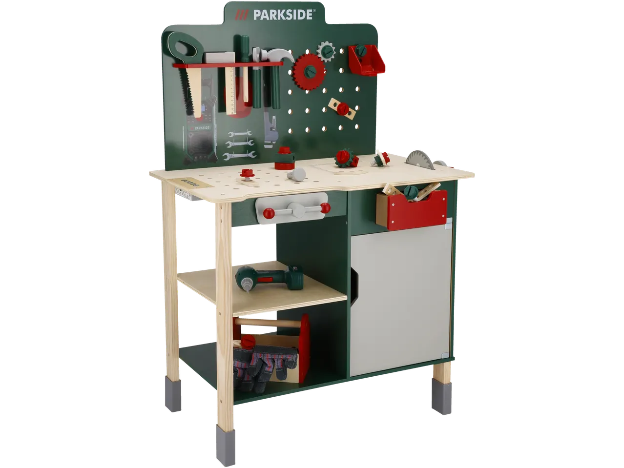 Medinis Parkside darbo stalas su įrankiais ir priedais