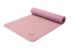Розова постелка за йога CRIVIT, частично навита, с текстурирана повърхност.