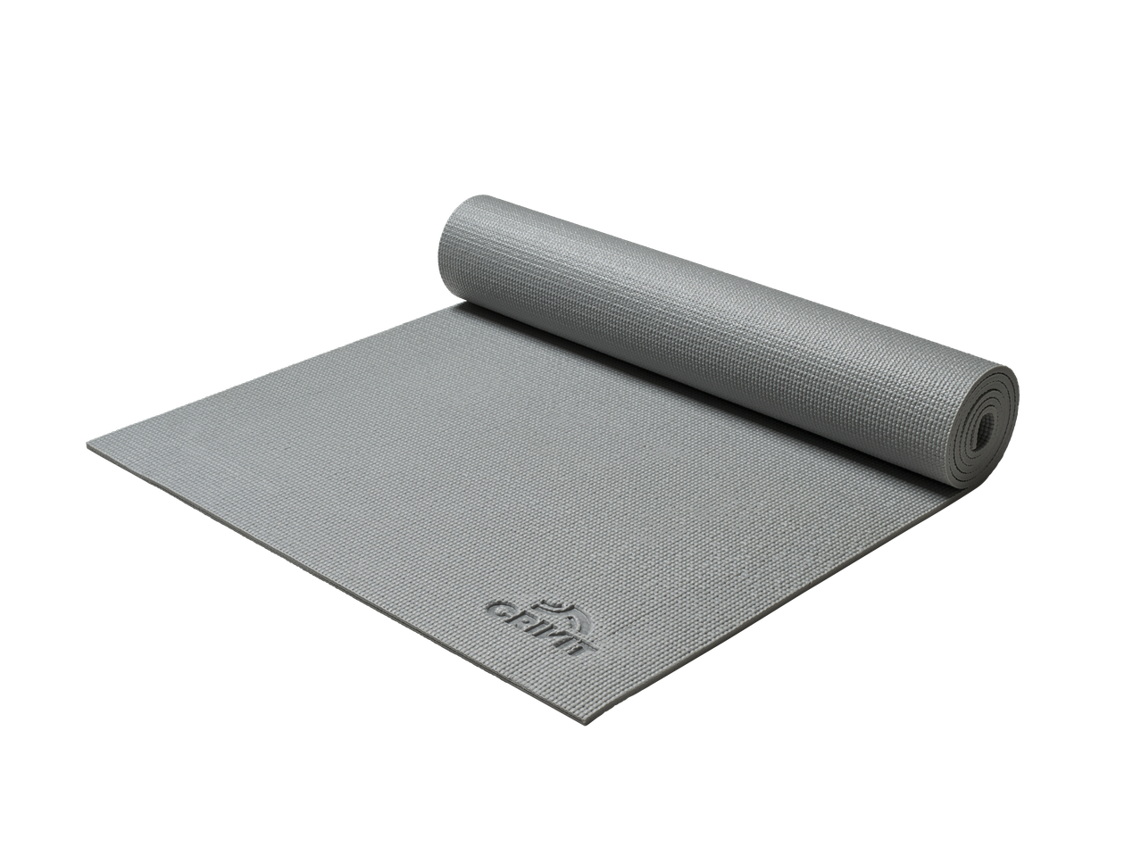 Pelēks CRIVIT vingrošanas paklājiņš, daļēji sarullēts