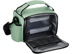 Lancheira Silvercrest® verde menta com duas caixas de comida e alça de ombro.