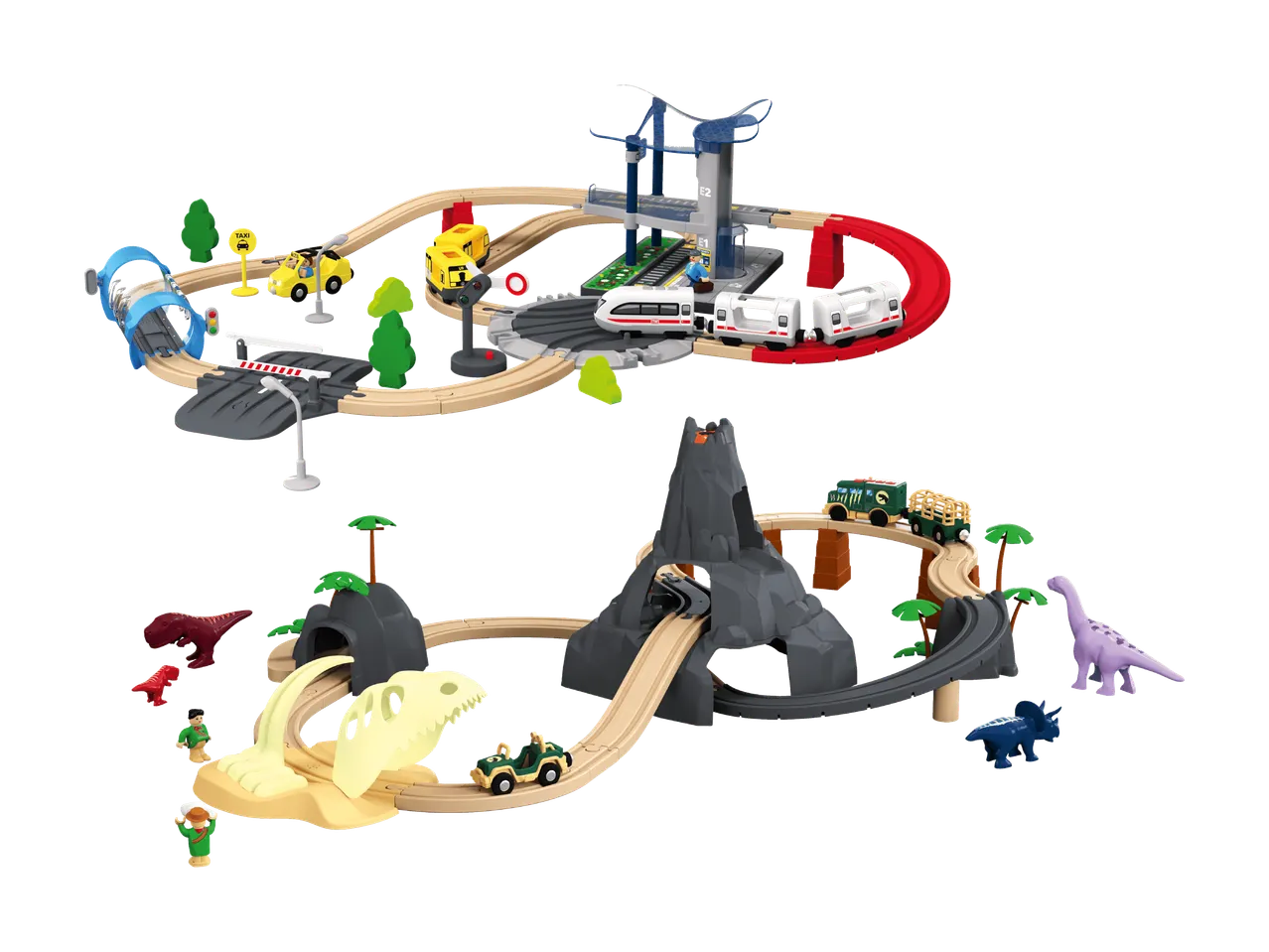 LUPILU Eisenbahn-Set City-Express, 53-tlg./Dinoland, 51-tlg. | Lidl
