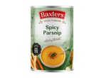 Baxters Vegetarian Spicy Parsnip soup can with fresh double cream, parsnips, and spices.
