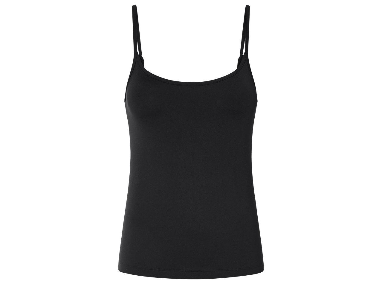 Черен дамски топ с тънки презрамки.