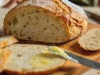 Homemade bread with butter.