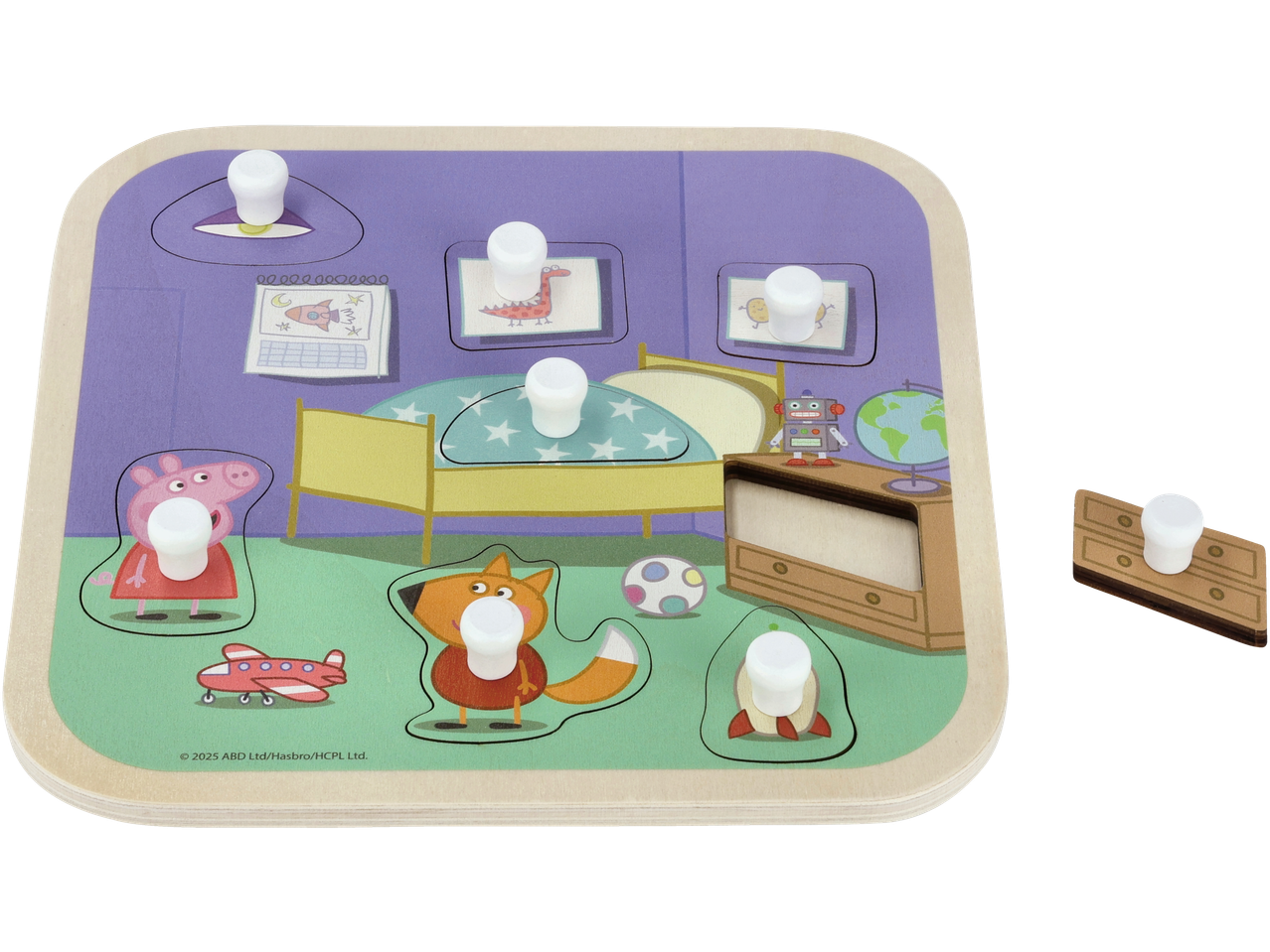 Peppa Pig puzle ar tēliem un mēbeļu gabaliem.