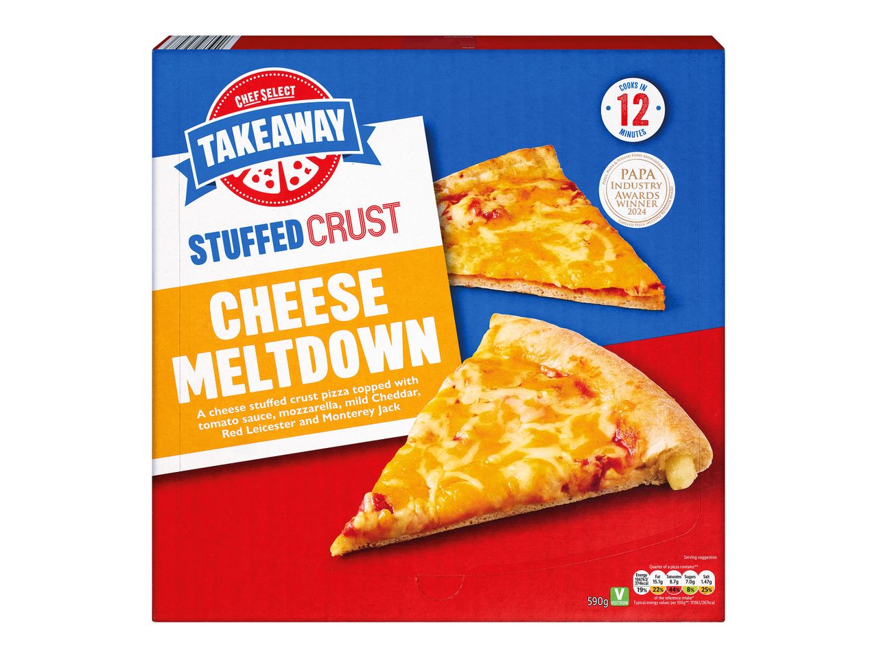 Chef Select Takeaway Stuffed Crust Cheese Meltdown pizza, a Papa Industry Awards winner.